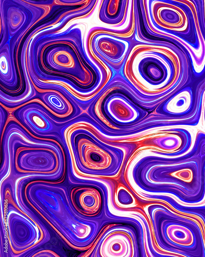 Abstract liquid space pattern art with circles and waves