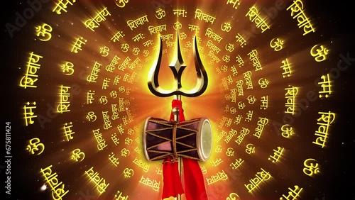 Om Namah Shivaya Trishul with Damru Background