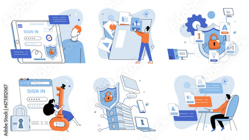Personal data protection vector illustration. Effective personal data protection supports individuals trust in service providers Ensuring security and privacy personal data is shared responsibility