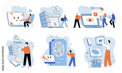 Technical support. Vector illustration. Engineering requires deep understanding technical concepts and problem-solving skills The technical support metaphor highlights importance providing assistance