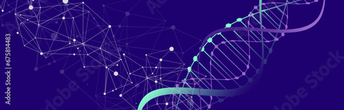 Hand drawn DNA abstract molecule. Medical science, genetic biotechnology, chemistry biology vector concept.