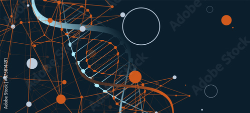 Hand drawn DNA abstract molecule. Medical science, genetic biotechnology, chemistry biology vector concept.