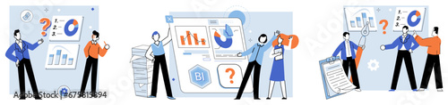 Business briefing vector illustration. A well structured business plan serves as roadmap, guiding organizations towards their vision and goals Corporate management involves overseeing operations