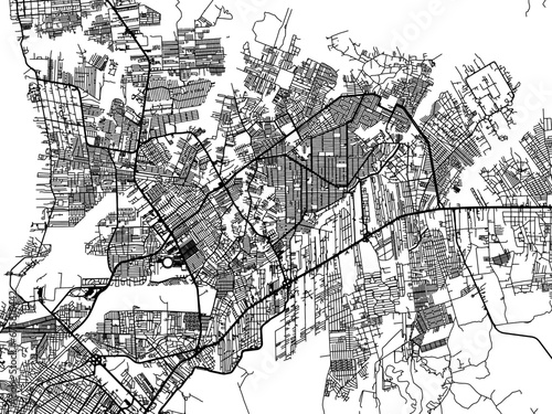 Vector road map of the city of Ananindeua in Brazil with black roads on a white background. photo