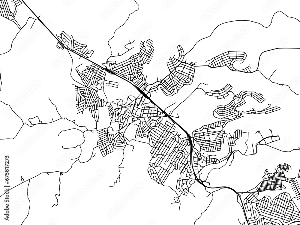 Fototapeta premium Vector road map of the city of Serra in Brazil with black roads on a white background.