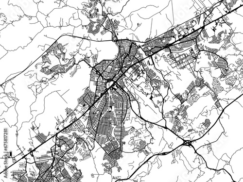 Vector road map of the city of Sao Jose dos Campos in Brazil with black roads on a white background. photo