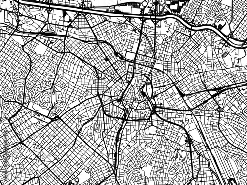 Vector road map of the city of Sao Paolo city center in Brazil with black roads on a white background.