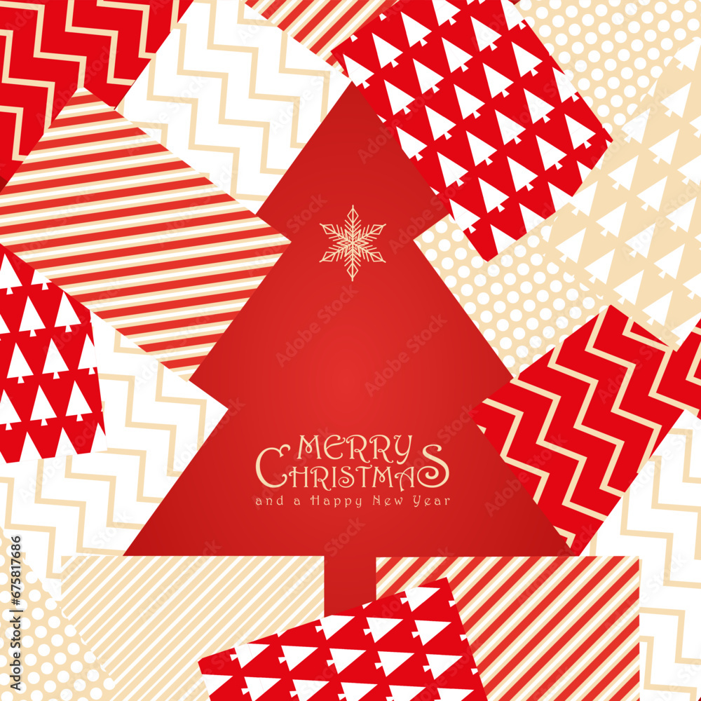Naklejka premium Christmas tree, design, vector illustration. red background