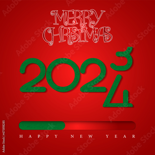 Happy new year 2024 design. With colorful truncated number illustrations. Premium vector design for poster, banner, greeting and new year 2024 celebration.