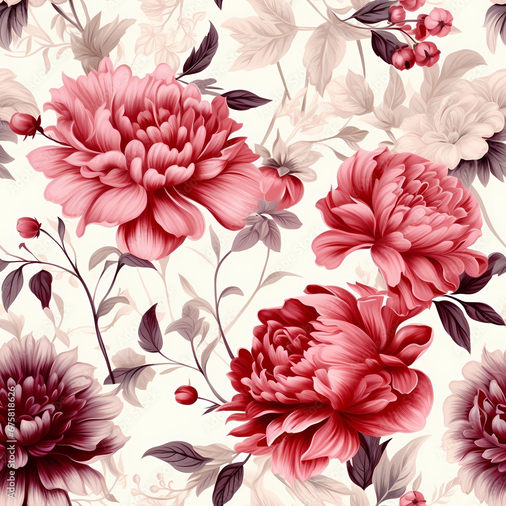a beautiful pattern with red flowers