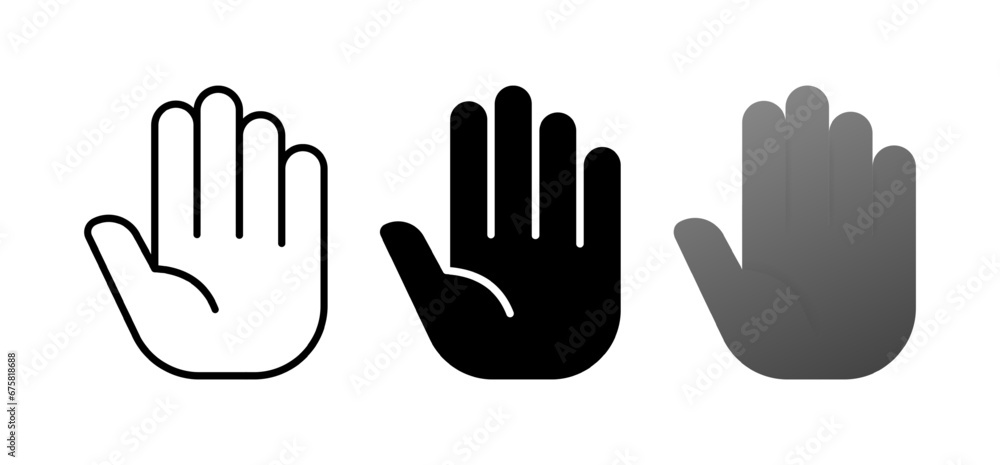 Palm icons. Black, palms for stop signs, hand icons. Vector icons Palm icons. Black, palms for stop signs, hand icons. Vector icons
