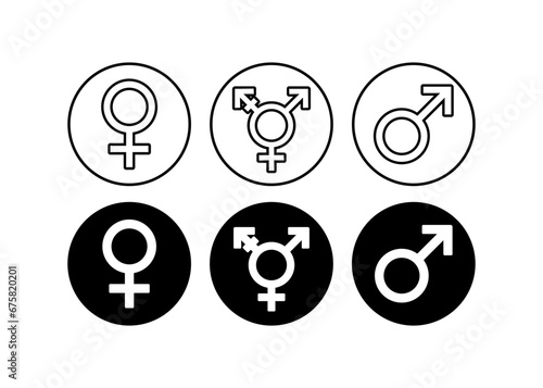 Gender icons. Silhouette, black, gender toilet icons. Vector icons