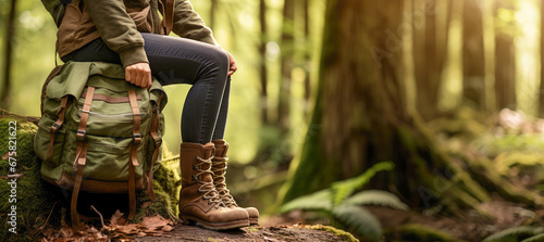 For a healthy and active lifestyle, choose the right hiking boots to explore the green mountain trails and woodlands. photo