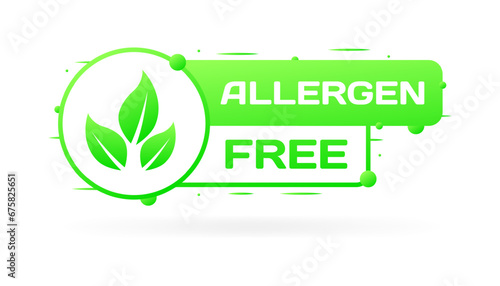 Allergen free sign. Flat, green sign, allergen free icon. Vector icon