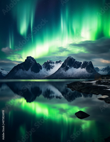 Northern lights (Aurora borealis) in the sky © Daria