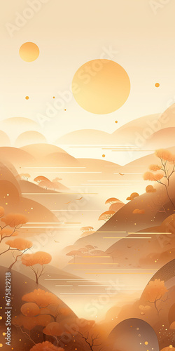 Autumn scenery in the Watercolor Landscape background.