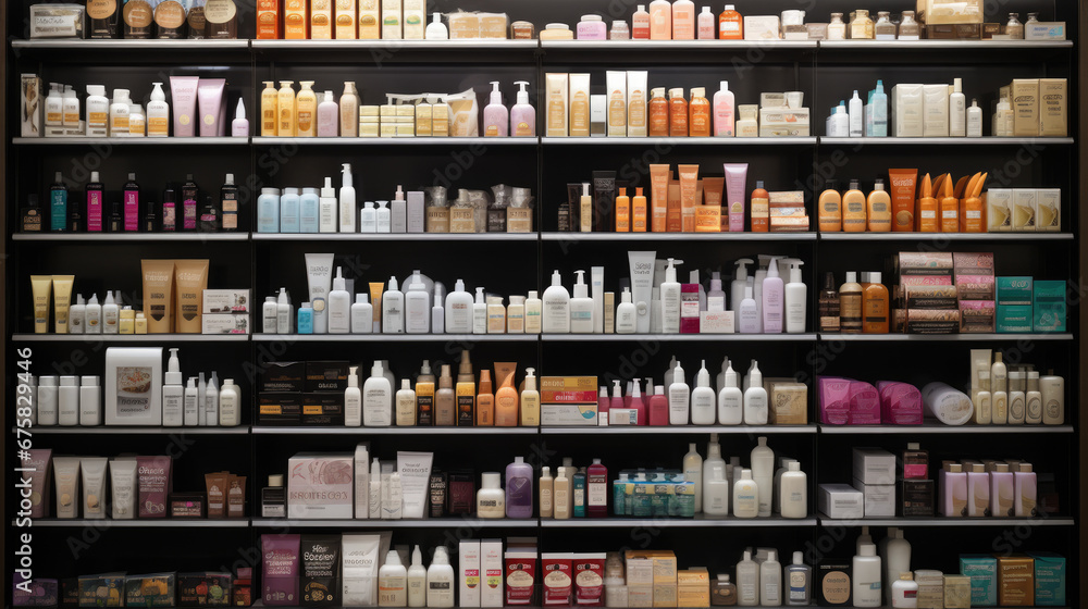 Showcase of Diverse Cosmetics in a Retail Store
