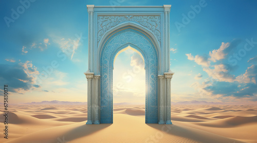 Tranquil Sanctity of Timeless Archways Amidst the Serene Silence of the Majestic Desert, A Journey into Spiritual Solitude and Unearthly Peace"