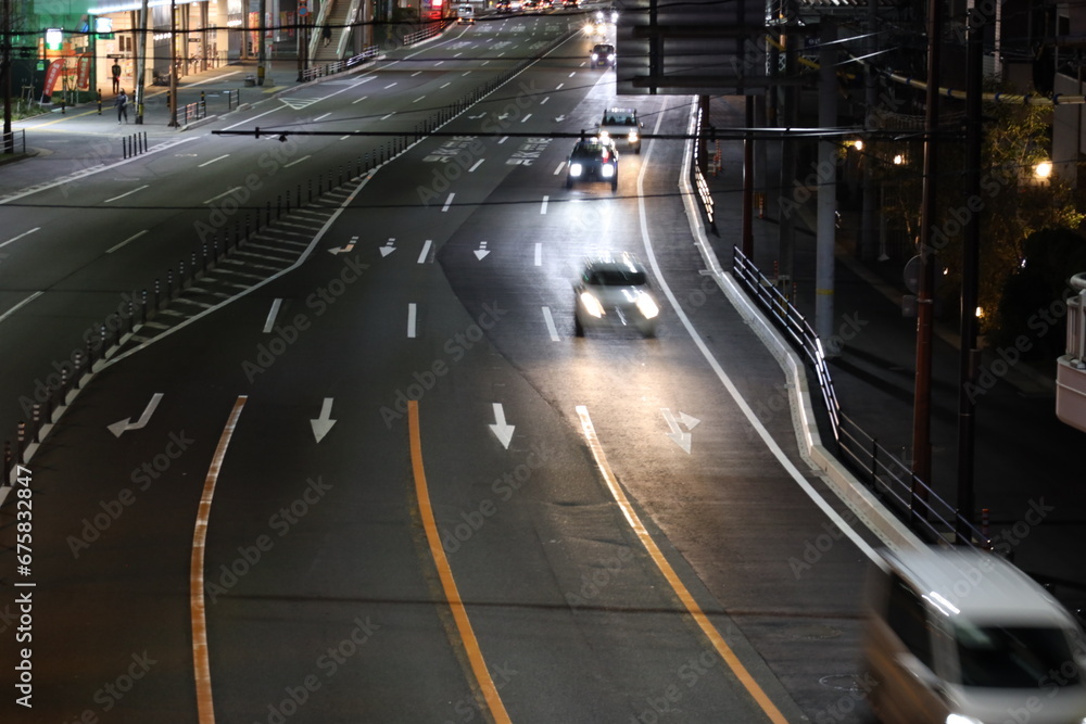 夜の車道 夜の車道