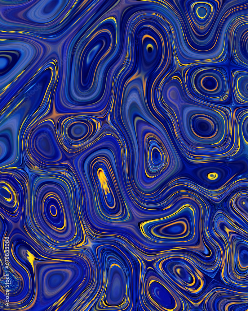 Obraz premium Abstract liquid space pattern art with circles and waves