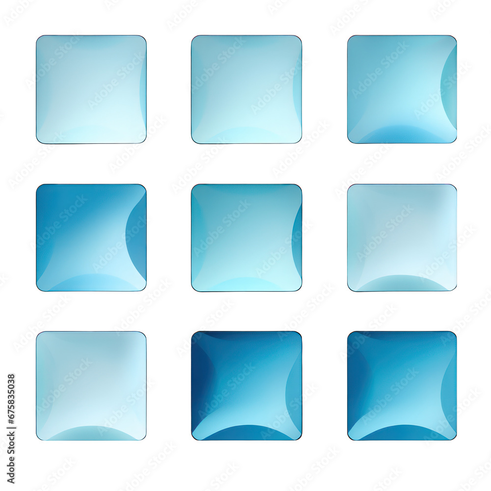 Blue Paper Stickers with Curled Corners Isolated on Transparent or White Background, PNG Blue Paper Stickers with Curled Corners Isolated on Transparent or White Background, PNG