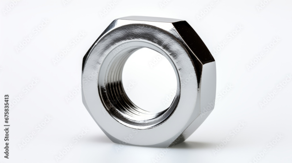 Close up image of shiny screw nut, isolated on white background Close up image of shiny screw nut, isolated on white background