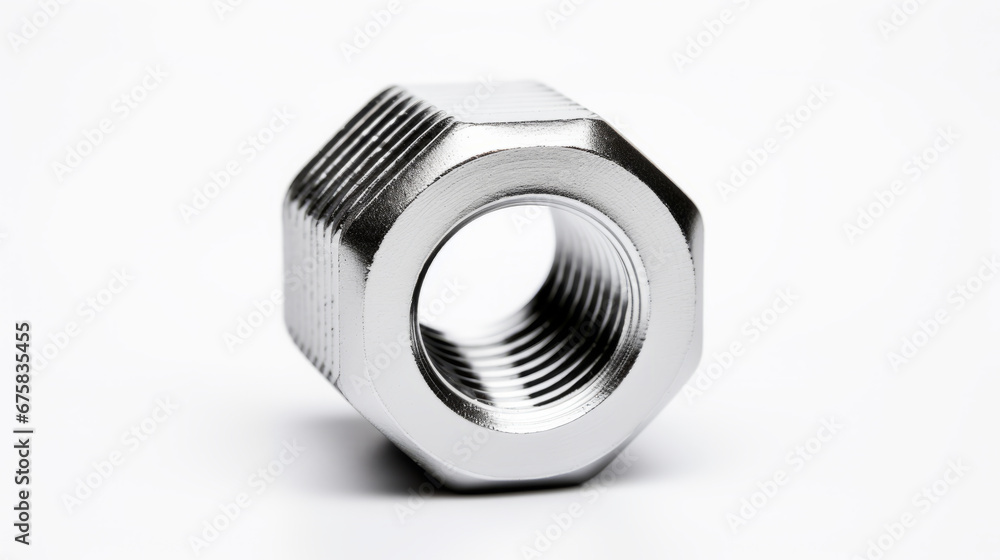 Close up image of shiny screw nut, isolated on white background Close up image of shiny screw nut, isolated on white background