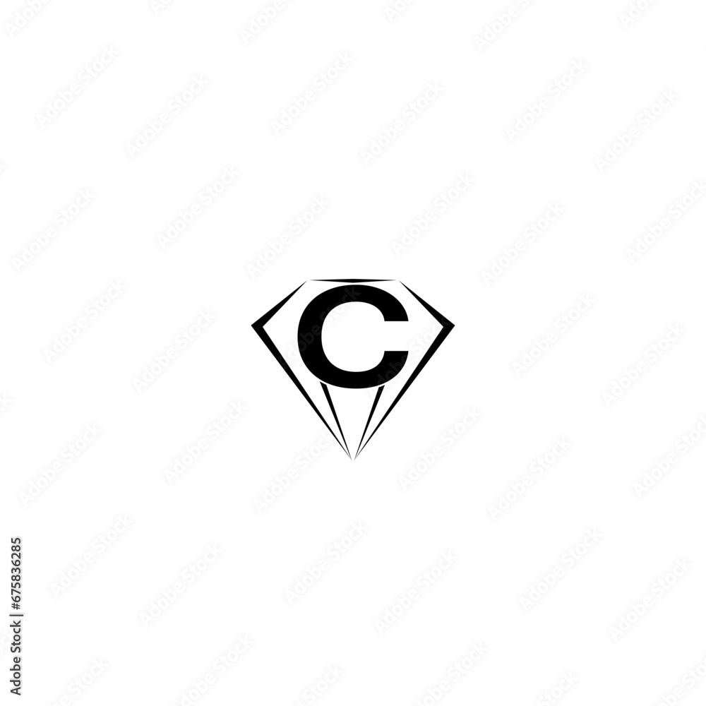 C Diamond Logo Simple Design isolated on white background C Diamond Logo Simple Design isolated on white background
