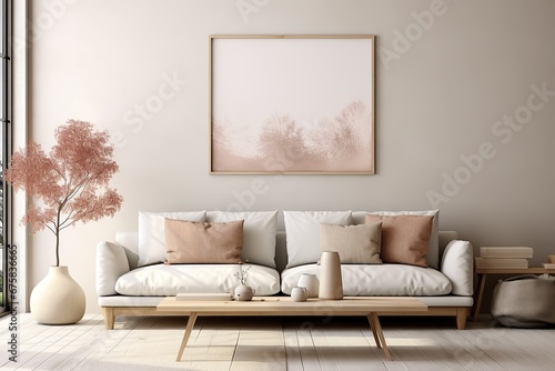 interior with white sofa  3d render illustration mock-up