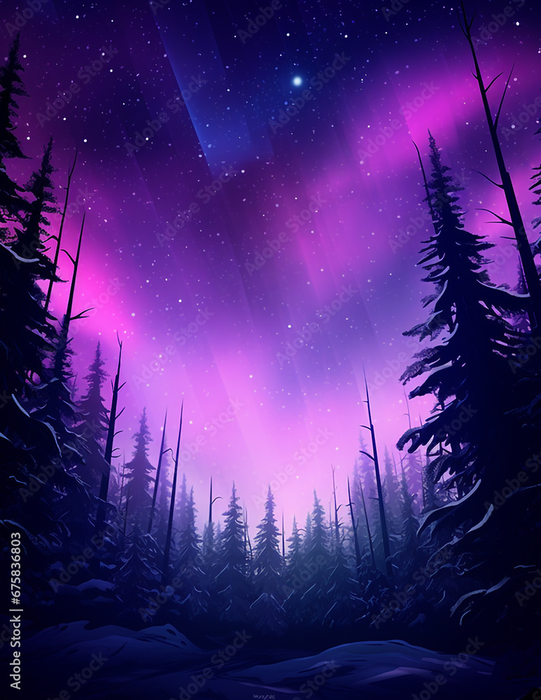 Naklejka premium Northern lights (Aurora borealis) in the sky