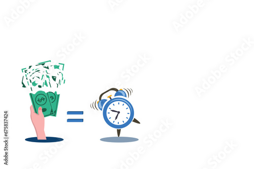 vector illustration of time equals money