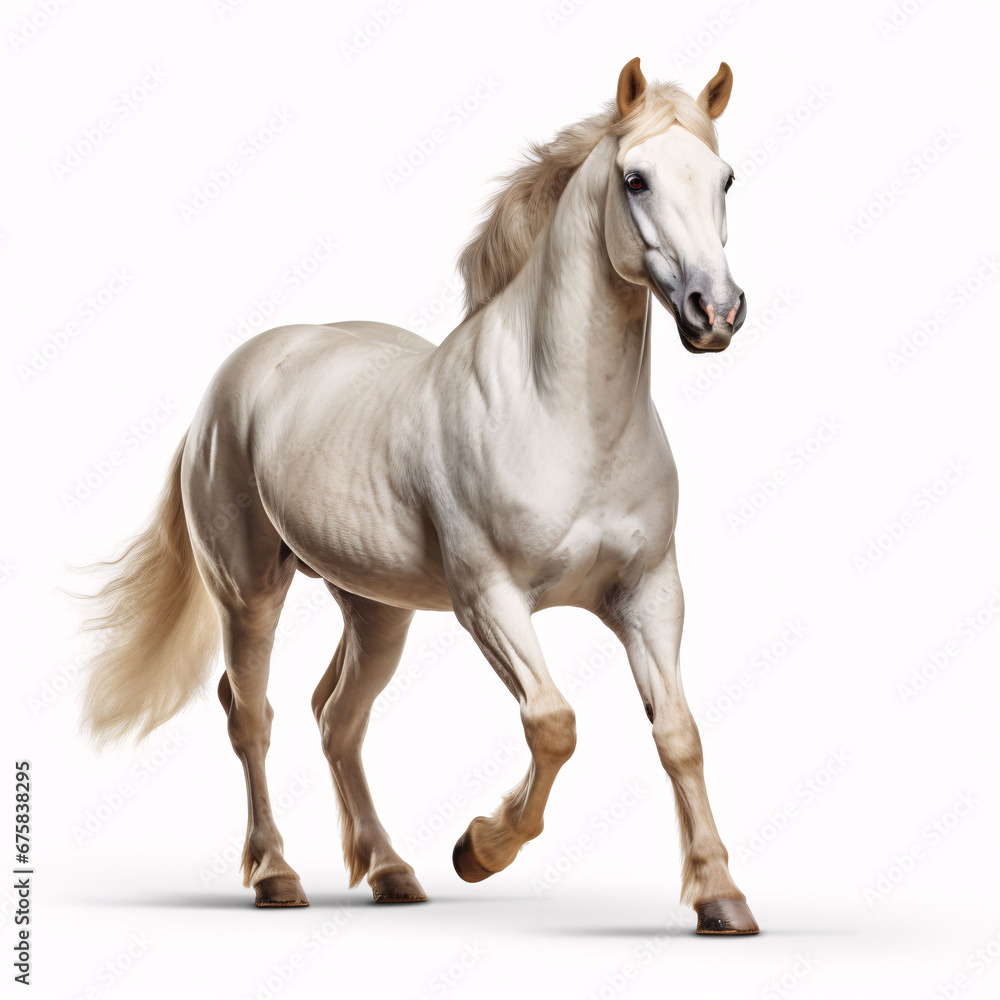 Obraz premium Bay stallion run gallop isolated on white background