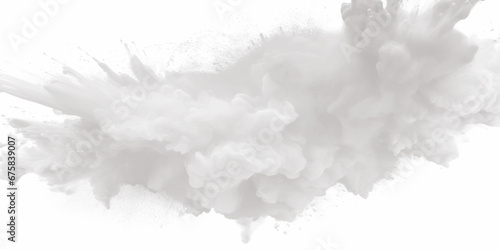 Fototapeta Black powder explosion with dark colors isolated white background