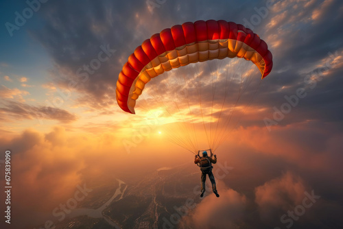 Skydiver's Paradise: Sunset Plunge