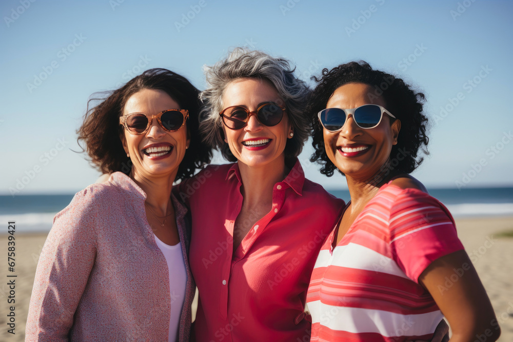 Seaside Serenity: Middle-Aged Women's Beach Bond Seaside Serenity: Middle-Aged Women's Beach Bond