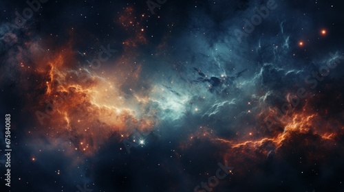 Nebula Space Blue and Orange Epic Background 