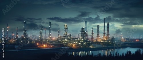 Close up industrial view A equipment of oil refining Oil and gas refinery area Pipelines plant and Oil tank zone