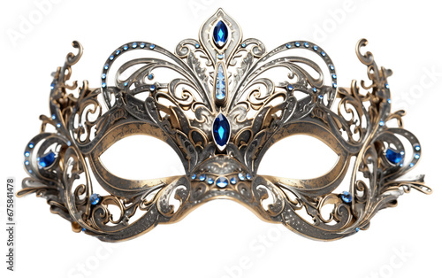 Fabulous Shiny Venetian Masquerade Mask Isolated on Transparent Background PNG.