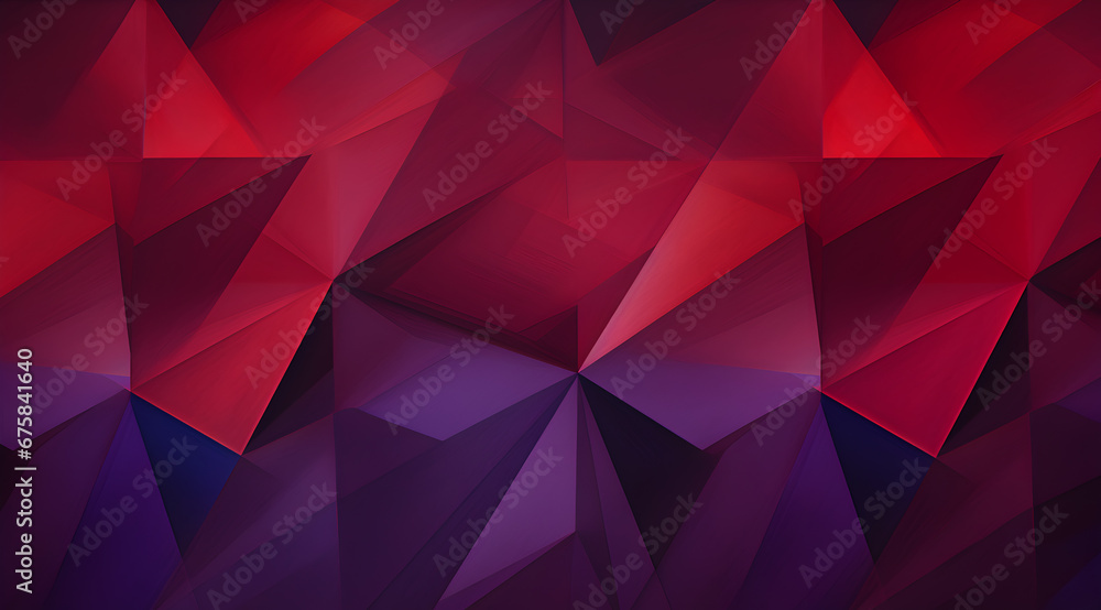 Fototapeta premium Vivid red and purple geometric pattern with a dynamic 3D feel, perfect for bold and modern designs.