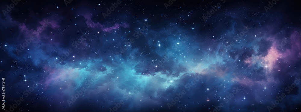 Night sky with stars. Universe filled with clouds, nebula and galaxy. Landscape with gradient blue and purple colorful cosmos with stardust and milky way. Magic color galaxy, space background Night sky with stars. Universe filled with clouds, nebula and galaxy. Landscape with gradient blue and purple colorful cosmos with stardust and milky way. Magic color galaxy, space background