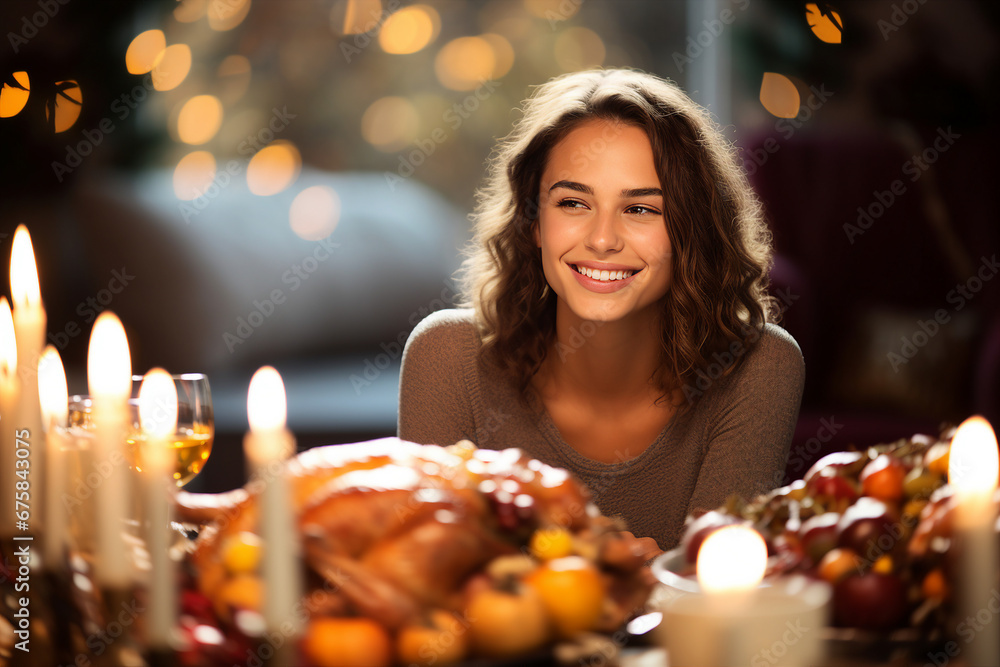 Thanksgiving dinner conceptual illustration Generative AI technology Thanksgiving dinner conceptual illustration Generative AI technology