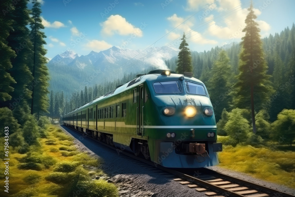 Fototapeta premium Scenic Railway Journey Through Nature