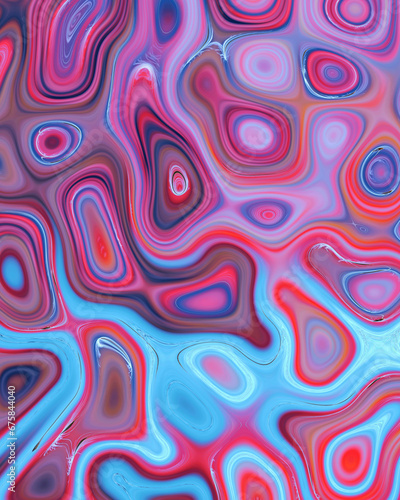 Abstract liquid space pattern art with circles and waves