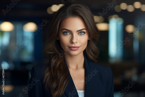 Generative AI picture portrait of amazing gorgeous office worker young woman