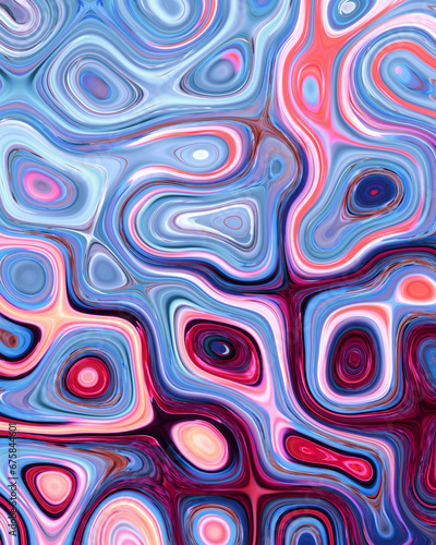 Abstract liquid space pattern art with circles and waves
