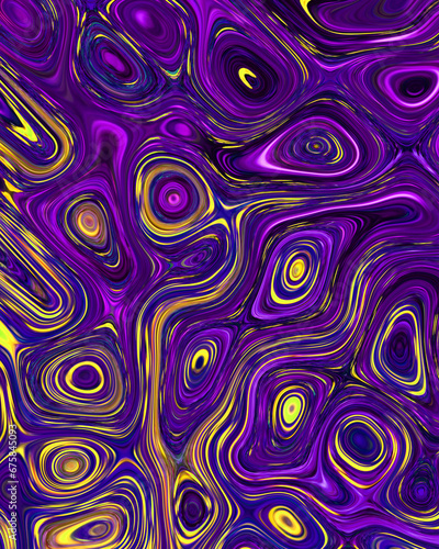 Abstract liquid space pattern art with circles and waves