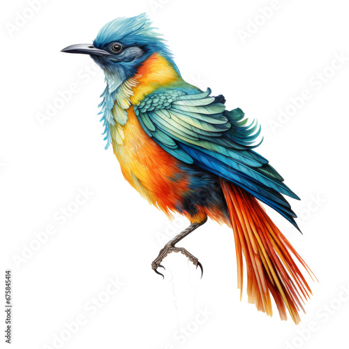 Colorful exotic bird isolated on transparent white background © RMedia