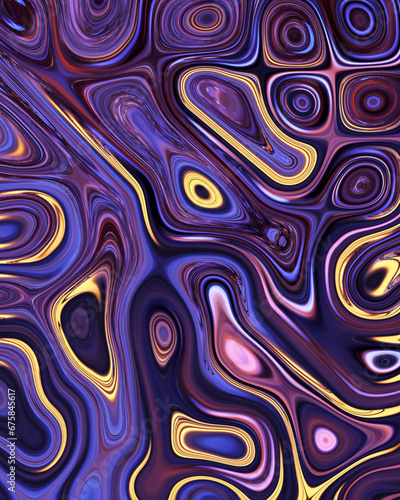Abstract liquid space pattern art with circles and waves