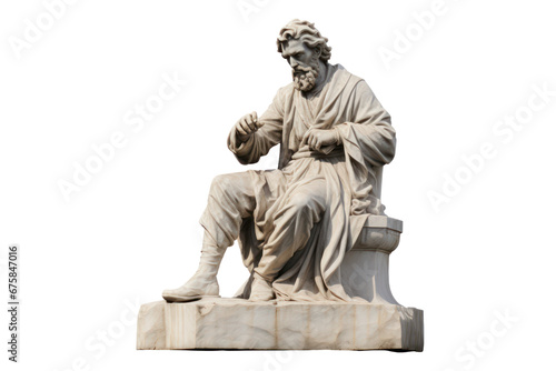 marble statue of philosopher  isolated on transparent background