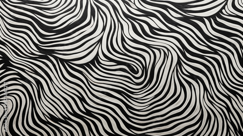 printed texture  curvy stripe pattern  black and white. Generative Ai.